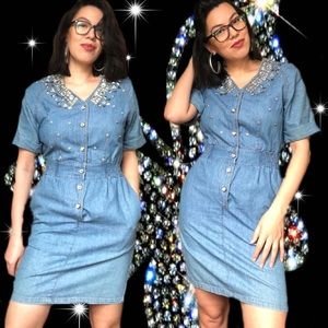 1990’s Bedazzled Vintage Denim Dress